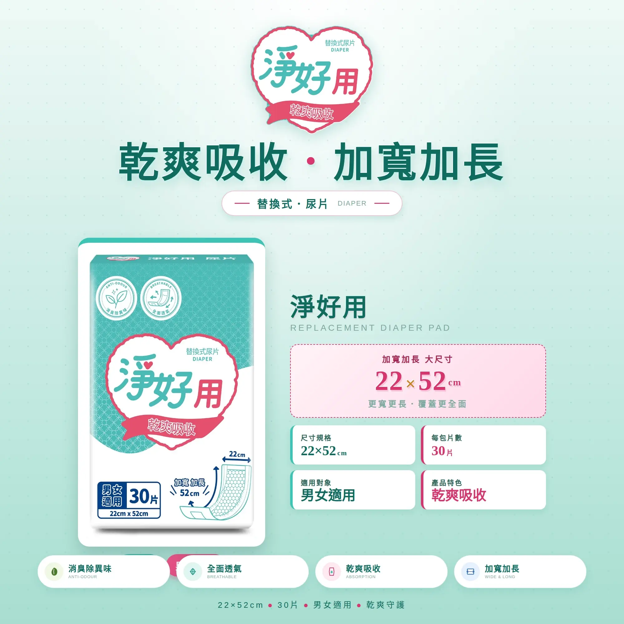 淨好用 替換式尿片 規格說明